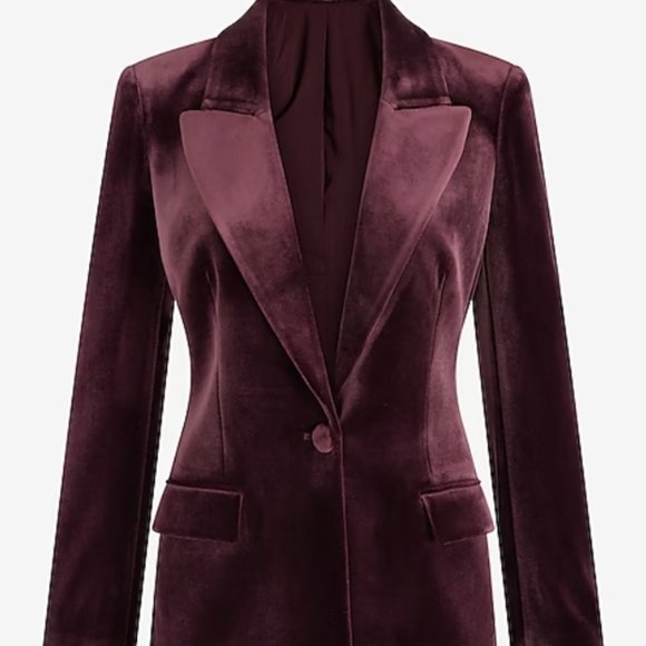 Express Velvet One Button Blazer - Picture 4 of 7